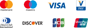 MasterCard, MasterCard Electronic, Maestro, Visa, Visa Electron, Visa VPay, Diners Club, Discover, JCB a UnionPay
